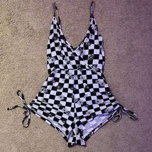 Checkered Black and White Romper